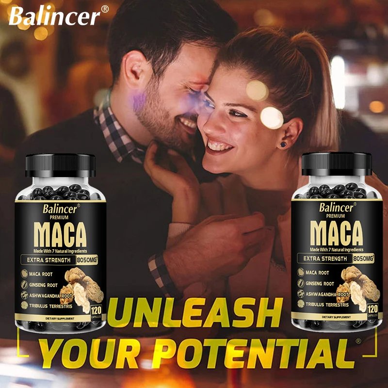 Valerian Root Capsule - 20倍濃縮天然エキス ブラック+レッド+イエロー マカ根、高麗人参、アシュワガンダ、マカ根カプセル 8050mg