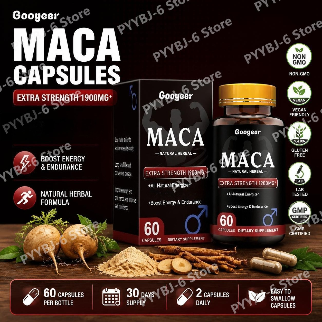 グーガー マカ カプセル（マカ、高麗人参、アシュワガンダ配合 - Valerian Root Capsule のレビューと価格