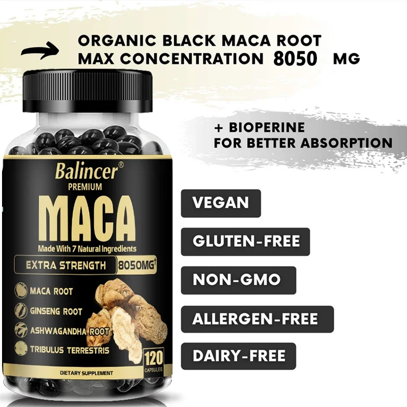 20倍濃縮天然エキス ブラック+レッド+イエロー マカ根、高 - Valerian Root Capsule のレビューと価格