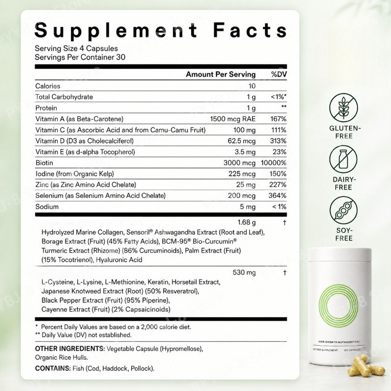 120カプセル入り女性用ヘアウェルネスカプセル。ビオチン、ビ - Herbal Wellness For You のレビューと価格