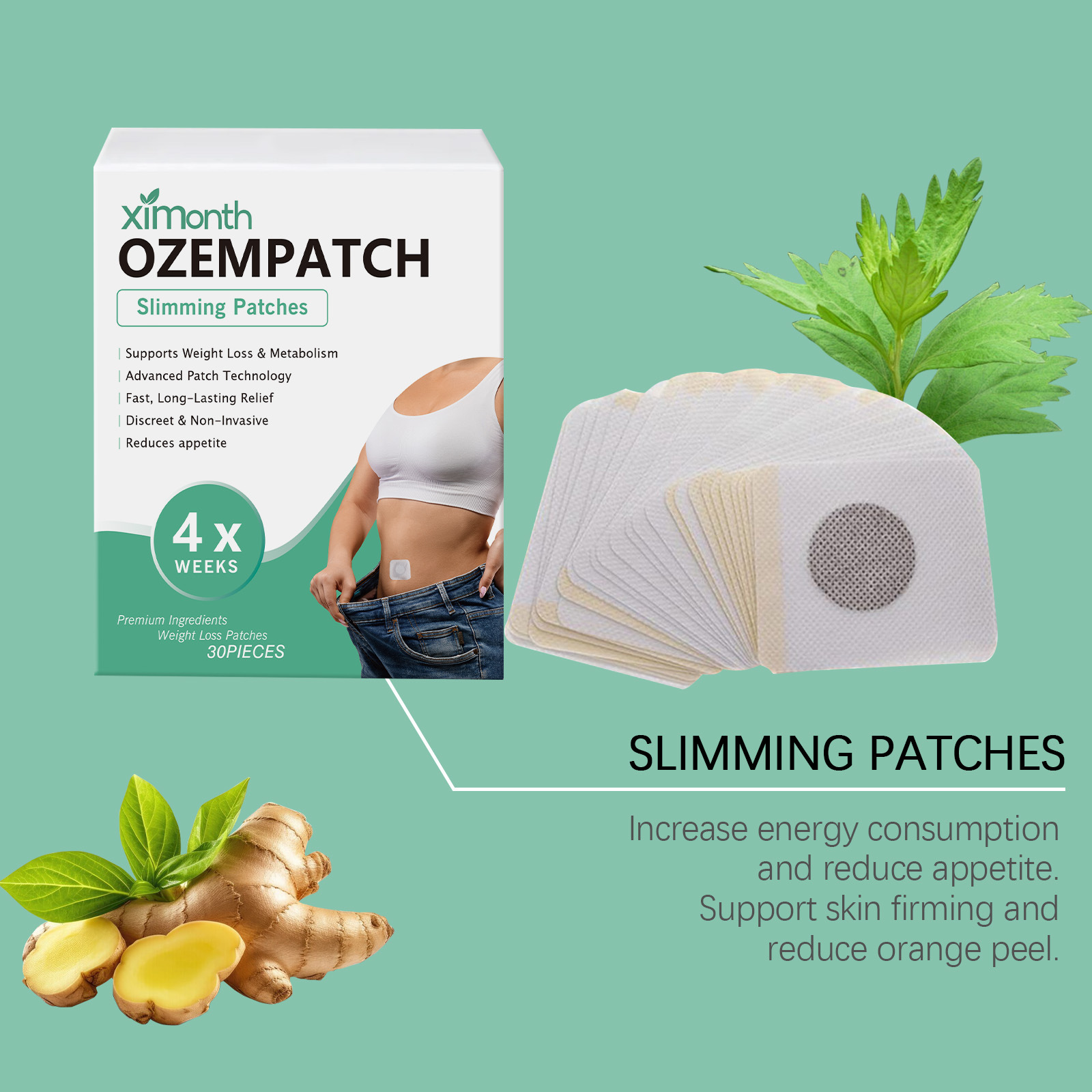 Ximonthボディシェーピングパッチ、体型改善、ハーブ配合 - Herbal Wellness のレビューと価格